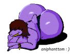  aniphanttom anthro areola big_butt black_clothing black_panties black_underwear bottom_heavy bracelet brown_hair butt clothing deltarune dinosaur female freckles freckles_on_butt hair hair_over_eyes huge_butt jewelry lying mostly_nude on_front panties purple_areola purple_body purple_scales reptile scales scalie simple_background smile solo spiked_bracelet spikes susie_(deltarune) undertale_(series) underwear white_background yellow_teeth 