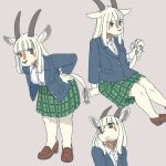  antelope anthro bovid clothed clothing ekaki510 female footwear grazing_antelope horizontal_pupils horn kemono mammal oryx playing_with_tail pupils school_uniform shoes solo tail tail_tuft tuft uniform 