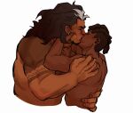  2boys baptiste_(overwatch) bara beard cropped_torso dark-skinned_male dark_skin dreadlocks facial_hair from_side hand_on_another&#039;s_cheek hand_on_another&#039;s_face jona-draws kiss large_hands male_focus mature_male mauga_(overwatch) multiple_boys muscular muscular_male nude overwatch overwatch_1 pectorals shoulder_tattoo size_difference tattoo thick_eyebrows yaoi 