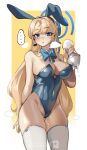 ... 1girl absurdres animal_ears arm_behind_back blonde_hair blue_archive breasts butt_plug covered_navel fake_animal_ears fake_tail halo highres holding large_breasts long_hair looking_at_viewer microphone playboy_bunny rabbit_ears rabbit_tail sex_toy solo speech_bubble tail tamada_heijun thighhighs toki_(blue_archive) toki_(bunny)_(blue_archive) white_thighhighs 