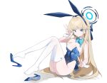  1girl absurdres blonde_hair blue_archive blue_eyes highres long_hair official_alternate_costume simple_background solo toki_(blue_archive) toki_(bunny)_(blue_archive) wako_(1194433260) white_background 