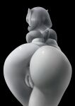  absurd_res anthro anus big_butt black_background bodily_fluids butt butt_focus female gardevoir generation_3_pokemon genitals greyscale hair hi_res monochrome nekkouwu nintendo pokemon pokemon_(species) pussy rear_view simple_background solo unfinished 