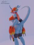  3d_(artwork) animal_humanoid anthro bandai_namco blender_(software) breasts butt claws digimon digimon_(species) digital_media_(artwork) female flamedramon hi_res hiddenmask18 humanoid lidded_eyes open_mouth raised_tail scalie scalie_humanoid solo tail text url 