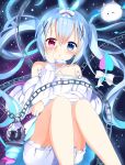  bow chain demon_tail gochuumon_wa_usagi_desu_ka? hair_bow hair_ornament heterochromia highres kafuu_chino off_shoulder tail tippy_(gochiusa) twintails x_hair_ornament yoboshi 