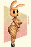  animal_crossing animate_inanimate anthro areola big_breasts big_butt black_clothing black_eyes black_footwear black_shoes blush blush_lines breasts brown_areola brown_nipples butt clothing coco_(animal_crossing) cotton_tail empty_eyes female fishnet_bodysuit fishnet_clothing footwear green_background gyroid hi_res huge_breasts huge_butt hybrid lagomorph leporid looking_at_viewer mammal mostly_nude navel nintendo nipple_piercing nipples open_mouth piercing pink_background rabbit raccoon_sama simple_background solo thick_thighs white_background wide_hips 