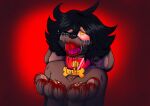  absurd_res anthro black_hair blood blood_in_mouth blood_on_face blood_on_hand bloodshot_eyes bodily_fluids brown_body bubs canid canine canis cannifilic collar crying dog_tags domestic_dog floppy_ears gore hair held_open hi_res male mammal open_mouth otis_kramer pawpads paws red_eyes slave solo tears teeth teeth_removal tooth_removal yellow_eyes 