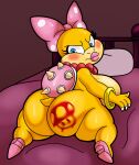  absurd_res accessory anthro bed big_breasts big_butt blush bow_ribbon bracelet breasts butt clothing female footwear fungus furniture hair_accessory hair_bow hair_ribbon hi_res high_heels huge_breasts huge_butt jewelry koopa koopaling lipstick lying makeup mario_bros mushroom necklace nintendo on_front pillow ribbons scalie shell solo someth1ngoranother spiked_shell spikes spikes_(anatomy) super_mushroom thick_thighs wendy_o._koopa 