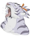  1boy animal_ears body_fur cropped_shoulders furry furry_male grey_fur highres kimagureuso male_focus nimbus_(world_flipper) nude open_mouth sketch snout solo striped_fur tiger_boy tiger_ears white_fur world_flipper yawning 