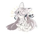  ! 1girl animal_ear_fluff animal_ears animal_nose arin_(fanfan013) bow choker dress facing_viewer furry furry_female grey_fur grey_hair original reference_photo simple_background solo strapless strapless_dress upper_body white_background white_bow white_choker white_dress 