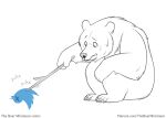  anthro barefoot bear bear_claws bearhybrid claws duo english_description english_text eyebrows feet male mammal raised_eyebrow signature simple_background stick text twitter twitter_bird twitter_logo url white_background 