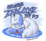  2020 ambiguous_gender blue_markings darinscraps english_text feral fur generation_3_pokemon hi_res markings nintendo pokemon pokemon_(species) shiny_pokemon smile solo text white_body white_fur zangoose zangoose_day 