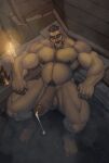  balls bodily_fluids cum genital_fluids genitals hairy hi_res humanoid humanoid_pointy_ears leaking_cum male muscular muscular_humanoid muscular_male nipples orc pecs penis pubes solo suchmim vein veiny_muscles veiny_penis 