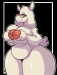  anthro big_breasts blush boss_monster bovid breasts caprine digital_media_(artwork) female fur hi_res huge_breasts kiss_the_carrot mammal mature_female nipples nude simple_background smile solo thick_thighs toriel undertale undertale_(series) white_body white_fur 