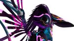  3d_(artwork) anthro avali blender_(software) blender_cycles claws dark_lighting digital_media_(artwork) eldritch_abomination feathers grin harbalarm harbalarm_(character) hi_res male polishing purple_body purple_feathers smile solo tentacles winged_arms wings 