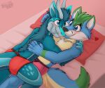 &lt;3 2023 anthro biped black_nose black_seam_underwear blue_body blue_ears blue_eyes blue_fur blue_inner_ear blue_tail blush boxers_(clothing) canid canine clothing colored_seam_underwear cuddling dragon duo fur furgonomics furred_dragon gaokun green_ears green_tail grey_body grey_fur hi_res looking_at_another male male/male mammal multi_tone_tail multicolored_ears red_clothing red_seam_underwear red_underwear tail two_tone_ears underwear white_body white_fur white_inner_ear white_tail 