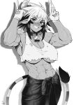  2023 abs absurd_res animal_humanoid biceps bovid bovid_humanoid bovine bovine_humanoid breasts cathyl_(monster_musume) cattle_humanoid clothing deltoids female hi_res horn humanoid mammal mammal_humanoid midriff monochrome monster_girl_(genre) monster_musume muscular muscular_female navel shirt solo speedl00ver tank_top topwear torn_clothing 