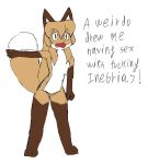  anonymous_artist anthro averi_(fiddleafox) brown_body brown_fur canid canine colored dipstick_tail english_text female female_anthro fox fur gesture gloves_(marking) hair hi_res leg_markings mammal markings pointing socks_(marking) solo standing tail tail_markings text white_body white_fur 