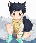  1boy animal_ears child male_focus non-web_source original pants phamquo35059479 shorts socks wolf_ears 