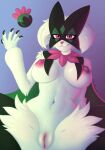  anthro areola astridmeowstic big_breasts breasts female generation_9_pokemon genitals green_body hi_res looking_at_viewer meowscarada navel nintendo nipples pink_areola pink_nipples pink_pussy pokemon pokemon_(species) purple_eyes pussy solo spread_legs spreading 