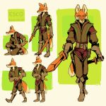 beefrequency canid canine clothed clothing concept dungeons_and_dragons fox fur hasbro hi_res mammal melee_weapon model_sheet orange_body orange_eyes orange_fur rogue roleplay sword weapon wizards_of_the_coast 