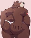 12beat13 2023 absurd_res anthro bear belly big_belly big_butt black_nose blush brown_body butt clothing hi_res humanoid_hands kemono male mammal overweight overweight_male solo underwear 