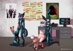  2017 all_fours anthro blonde_hair bovid brown_hair caprine collar colored computer dawn_bellwether digital_media_(artwork) disney domestic_ferret dominant dominant_female drone dronification eyewear female foursome fuyu_graycen gimp_suit glasses group group_sex hair hi_res highlights_(coloring) hybrid hypnosis judy_hopps lagomorph latex leporid living_latex male male/female mammal mind_control mustelid musteline office pink_highlights rabbit roxi_(latexity) rubber sex shadow2007x sheep shock_collar spiral_eyes submissive submissive_male true_musteline uncensored weasel zootopia 