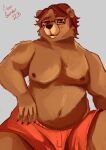  anthro bear boxers_(clothing) boxers_only clothed clothing eyewear glasses grosssuccubus hi_res male mammal shirtless solo topless underwear underwear_only 