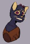  ambiguous_gender anthro circle_eyebrows clothed clothing collarbone dark_body dark_fur domestic_cat eyebrows felid feline felis fur head_tuft mae_borowski mammal mao_draws night_in_the_woods notched_ear shirt solo topwear tuft whiskers 