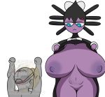  anthro big_breasts breasts duo female friedcocopuff generation_5_pokemon gothitelle human humanoid male male/female mammal nintendo nipples no_penetration pokemon pokemon_(species) purple_body 