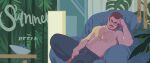  1boy abs arm_hair bara beard bulge couch dahei_(youtian) dark-skinned_male dark_skin elbow_rest english_text facial_hair feet_out_of_frame glasses ji_peng_gou_you large_pectorals male_focus mature_male muscular muscular_male navel navel_hair nipples on_couch paid_reward_available pectorals short_hair sideburns sleeping solo spread_legs stomach strongman_waist sunlight thick_eyebrows thick_thighs thighs topless_male youtian_(youtiange) 