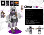  2023 absurd_res anthro armor big_tail cloak clothing female froobina fur grey_body grey_fur hi_res human hybrid machine mammal model_sheet ozma_(froobina) prosthetic prosthetic_limb protogen smile solo tail tail_mouth trans_(lore) trans_woman_(lore) unusual_anatomy unusual_tail 