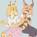  anthro caracal caracal_(genus) clothed clothing duo ekaki510 felid feline female mammal serval 