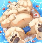  anthro bear belly biceps bulge cigarette clothing eyebrows eyewear floating fur glasses hi_res leib_(tas) lifewonders male mammal musclegut navel nipples nisikemo pawpads pecs polar_bear solo speedo swim_ring swimwear thick_eyebrows tokyo_afterschool_summoners ursine water white_body white_fur 