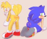  all_fours anus balls blush butt duo embarrassed genitals half-closed_eyes kneeling male male/male miles_prower narrowed_eyes onechan presenting presenting_hindquarters sega sonic_the_hedgehog sonic_the_hedgehog_(series) 