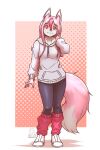  2023 2:3 absurd_res anthro brand_new_animal canid canine canis clothed clothing digital_media_(artwork) dipstick_tail eyebrows female fingers footwear front_view fully_clothed hair hi_res long_hair looking_at_viewer mammal markings mykegreywolf nazuna_hiwatashi netflix solo studio_trigger tail tail_markings text url wolf 