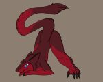  absurd_res anthro blue_eyes claws ears_back fur hi_res hunamarts male pivoted_ears red_body red_fur sergal solo tail 