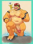  2023 3:4 anthro armband balls barazoku barefoot belly big_balls big_muscles big_nipples big_pecs big_penis blue_border border bowser bracelet claws clothing collar duo eyebrows feet footwear genitals hair hi_res horn huge_balls huge_muscles huge_penis hunnipanda jewelry koopa koopa_troopa male mario_bros musclegut muscular muscular_anthro muscular_male navel nintendo nipples nude overweight overweight_anthro overweight_male pecs penis scalie shoes simple_background solo_focus spiked_armband spiked_bracelet spiked_collar spikes swimming_pool tan_background teeth thick_thighs tongue tongue_out water wet wet_body 