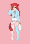  absurd_res abuniverse ailurid animal_humanoid bunnyhopps clothing diaper female floofnfluff freckles fur green_eyes hair hi_res holding_object holding_plushie hoodie humanoid infantilism legwear mammal markings mismatched_socks one_eye_closed pacifier pacifier_clip plushie red_body red_fur red_hair red_panda smile solo stockings striped_body striped_markings striped_tail stripes tail tail_markings thigh_highs tired topwear white_body white_skin 