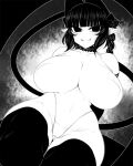  1girl :d animal_ears bare_shoulders bow braid breasts cameltoe cat_ears cat_girl cat_tail cleavage commentary covered_nipples curvy extra_ears greyscale hair_bow haseru_(ginku_mh) huge_breasts kaenbyou_rin leotard looking_at_viewer monochrome multiple_tails nekomata open_mouth pointy_ears side_braids sidelocks smile solo symbol-only_commentary tail thighhighs touhou twin_braids two_tails 