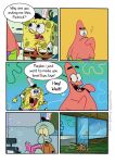  anthro asterozoan cephalopod coleoid comic detailed_background dialogue duo echinoderm english_text hi_res humor male marine mollusk nickelodeon octopodiform octopus on_model pancaketiffy patrick_star reading sea_sponge smile solo speech_bubble spongebob_squarepants spongebob_squarepants_(character) squidward_tentacles starfish text toony tumbleweed 