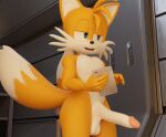  anthro big_penis canid canine fox genitals half-erect male mammal miles_prower penis phone reducktoe sega solo sonic_the_hedgehog_(series) 