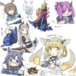  amiya_(arknights) animal_ear_fluff animal_ears arknights az84997592 bare_shoulders black_gloves blonde_hair blue_eyes blue_hair blue_hairband blush blush_stickers braid braided_hair_rings character_request collaboration collage colored_tips commentary_request cropped_torso demon_girl demon_horns earpiece fang_(arknights) fox_ears fox_girl fox_tail glasses gloves grey_hair hair_rings hairband hibiscus_(arknights) horns horse_ears horse_girl irene_(arknights) kitsune kyuubi long_sleeves maid multicolored_hair multiple_tails open_mouth originium_slug_(arknights) oripathy_lesion_(arknights) purple_eyes purple_hair rabbit_ears rabbit_girl semi-rimless_eyewear simple_background single_glove suzuran_(arknights) tail translation_request twin_braids two-tone_hair under-rim_eyewear white_background white_hair yellow_eyes 