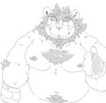  2023 anthro belly big_belly felid hi_res humanoid_hands kemono lion male mammal moobs navel nipples overweight overweight_male pantherine simple_background solo suishou0602 white_background 