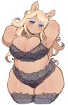  anthro big_breasts blonde_hair bra breasts cleavage clothed clothing domestic_pig female hair hi_res legwear lightsource mammal miss_piggy muppets simple_background solo suid suina sus_(pig) thick_thighs thigh_highs underwear white_background 
