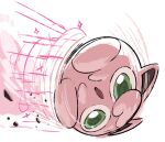  :o full_body green_eyes jigglypuff looking_at_viewer motion_lines no_humans open_mouth pokemon pokemon_(creature) rolling solo sparkle tyson_hesse 