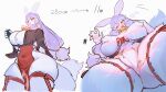  absurd_res anthro beverage_can big_breasts big_butt blush blush_lines body_size_growth breasts butt featureless_crotch female fur hair hi_res huge_breasts huge_butt huge_thighs hyper hyper_thighs lagomorph leporid long_hair macro mammal motion_lines one_eye_closed open_mouth purple_hair rabbit red_eyes simple_background size_transformation smile solo tail text thick_thighs transformation unknown_character utterangle white_body white_fur wide_hips 