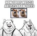  2021 anthro big_nose canid canine canis chubby_cheeks clothing domestic_dog dot_eyes duo english_text fangs hi_res humor impact_(font) male mammal meme model_sheet open_mouth open_smile redraw shiba_inu smile smollsaid snaggle_tooth spitz teeth text topwear 