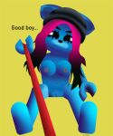  anthro beanie black_beanie blue_body blue_fur blue_pussy breasts canid canine canis clothing collar domestic_dog dominant dominant_female feet female fuchsia_hair fur genitals good_boy hair hat headgear headwear hi_res humanoid long_hair looking_at_viewer looking_pleasured mammal medium_breasts navel pleased_expression prey_pov pussy roblox shaded simple_background simple_coloring simple_eyebrows simple_eyes simple_shading solo spread_legs spreading yellow_background zatao 