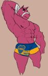  abs animate_inanimate anthro bandage bandaged_arm big_pecs black_eyebrows boca_juniors bottomwear camelid clothed clothing cronolm epic_games eyebrows fortnite fur hi_res living_pinata llama logo looking_at_viewer lt._john_llama male mammal muscular_arms navel nipples pecs pinata pink_body pink_fur pink_nipples pinup pose raised_arm shorts simple_background solo topless topless_anthro topless_male tufted_fur 