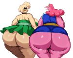  anatid anseriform anthro avian big_breasts big_butt bird breasts butt clothing dress duck duo eye_contact feathers female hair hi_res huge_breasts huge_butt looking_at_another marble_(sssonic2) non-mammal_breasts petunia_(dyna_soar) pink_body pink_feathers pink_hair sssonic2 thick_thighs tight_fit white_body white_feathers 